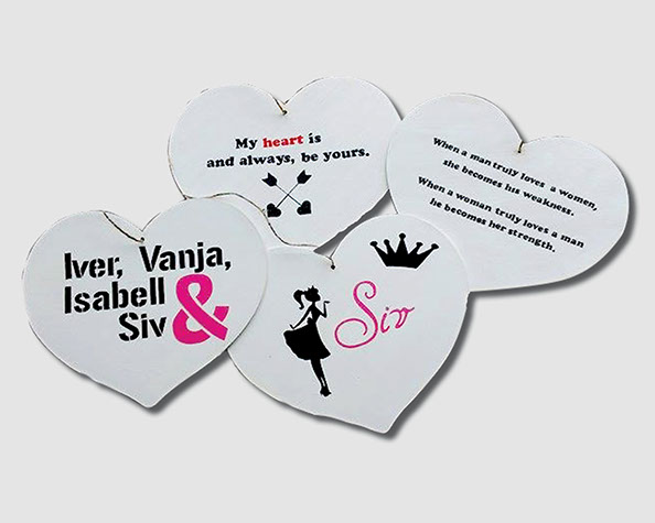 Bilde av hjerter med valg fri tekst