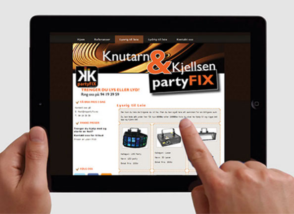 Bilde av websiden til www.kkpartyfix.no